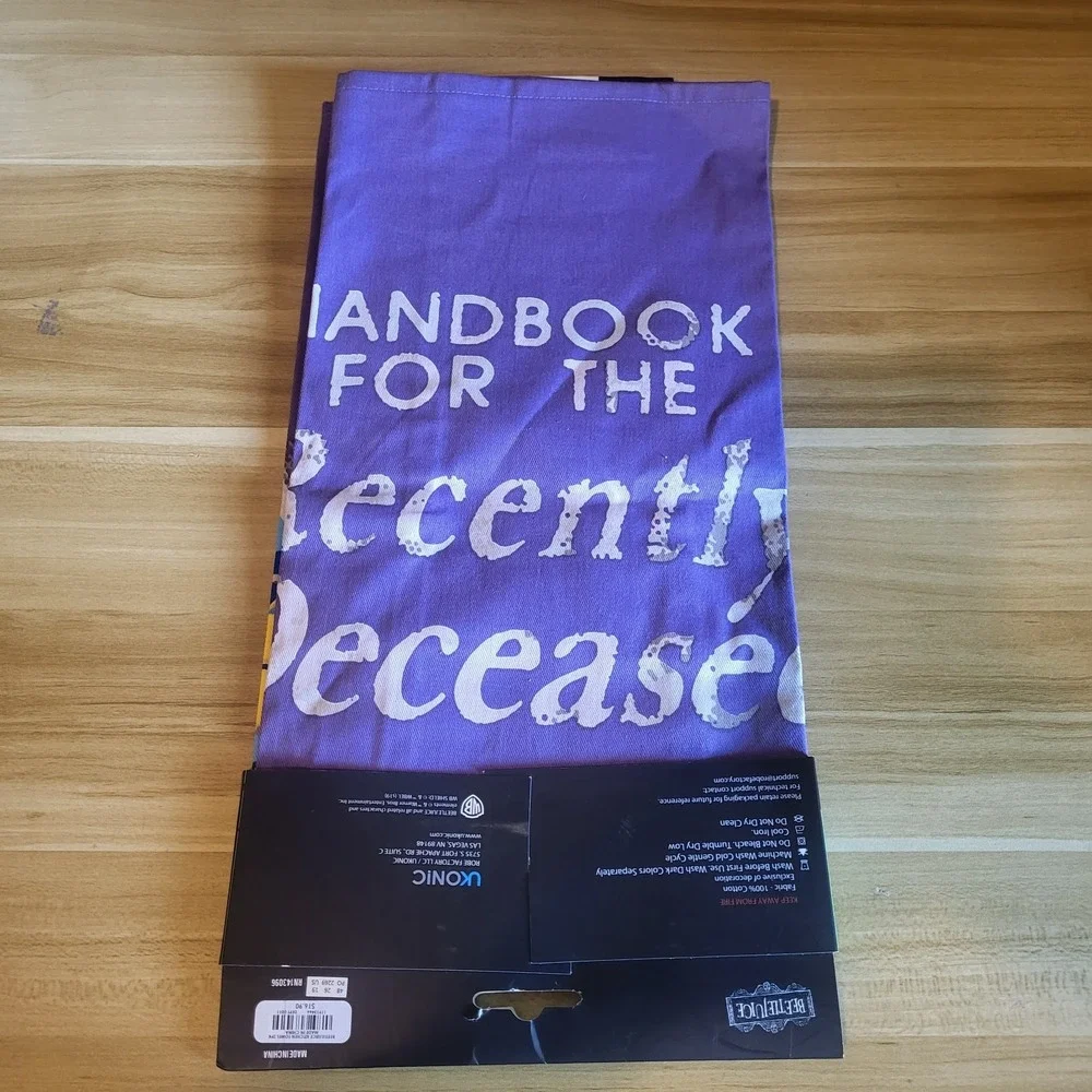Beetlejuice Kitchen Towel Set 2 Pack NWT Handbook Recently Deceased 100% Cotton